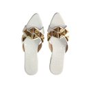 Debellee Pointy Toe Pearl Flat Sliders