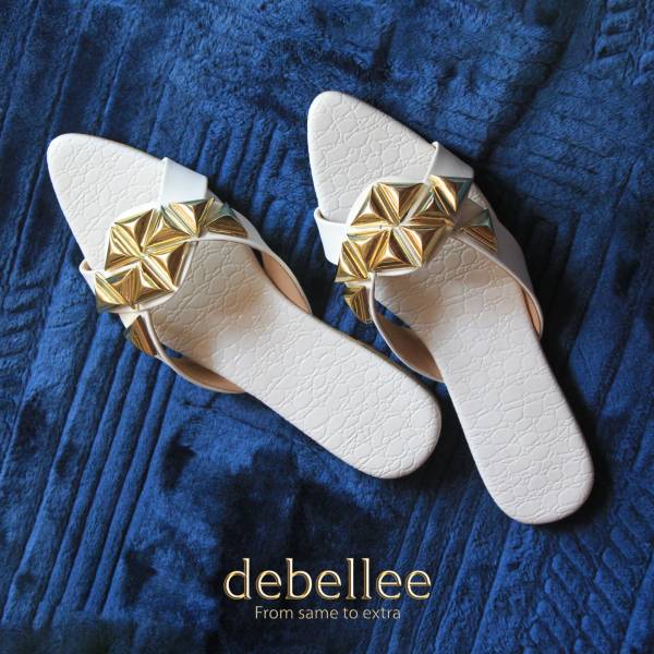 Debellee Pointy Toe Pearl Flat Sliders - Image 2