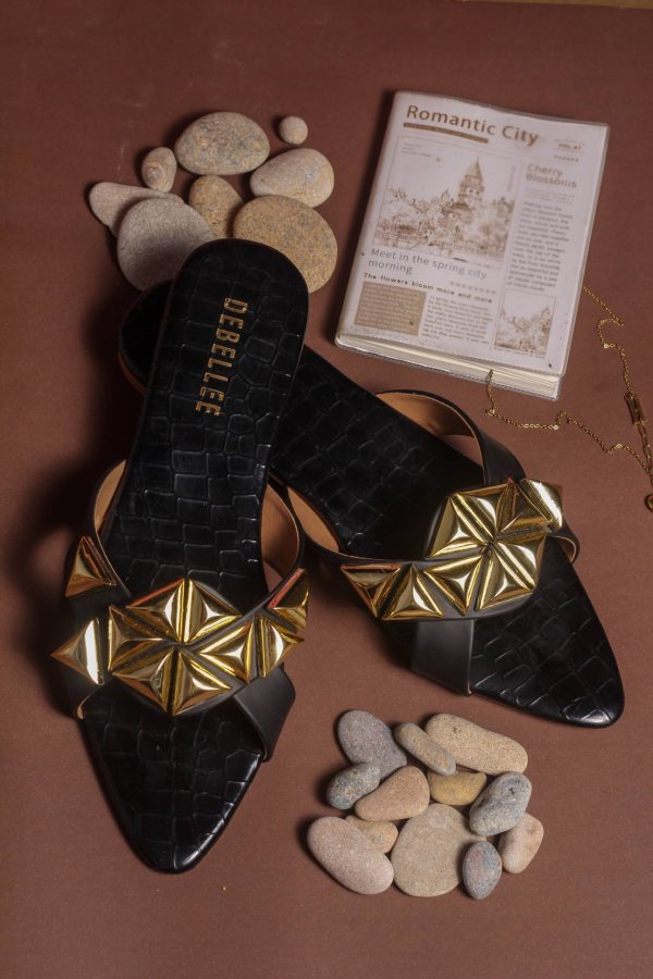 Debellee Pointy Toe Pearl Flat Sliders - Image 5